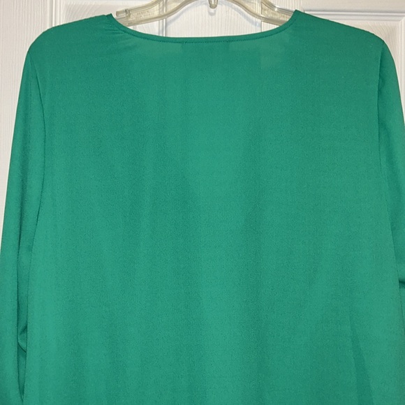💗NWT Chelsea28 Surplice V-neck Long Sleeve Blouse Parakeet Green Size - XXL - Picture 4 of 10